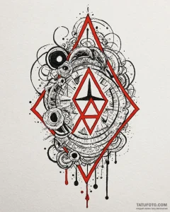Amulet symbol, tattoo drawing outline, trash... - эскиз тату (№1752896335_0, 19.07.2025 03:38) — Tatufoto.com