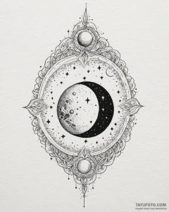 Tattoo sketch a celestial body with a blackwo... - эскиз тату (№1752896666_0, 19.07.2025 03:44) — Tatufoto.com