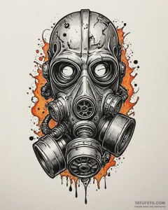Tattoo sketch a post-apocalyptic gas mask wit... - эскиз тату (№1752896749_0, 19.07.2025 03:45) — Tatufoto.com
