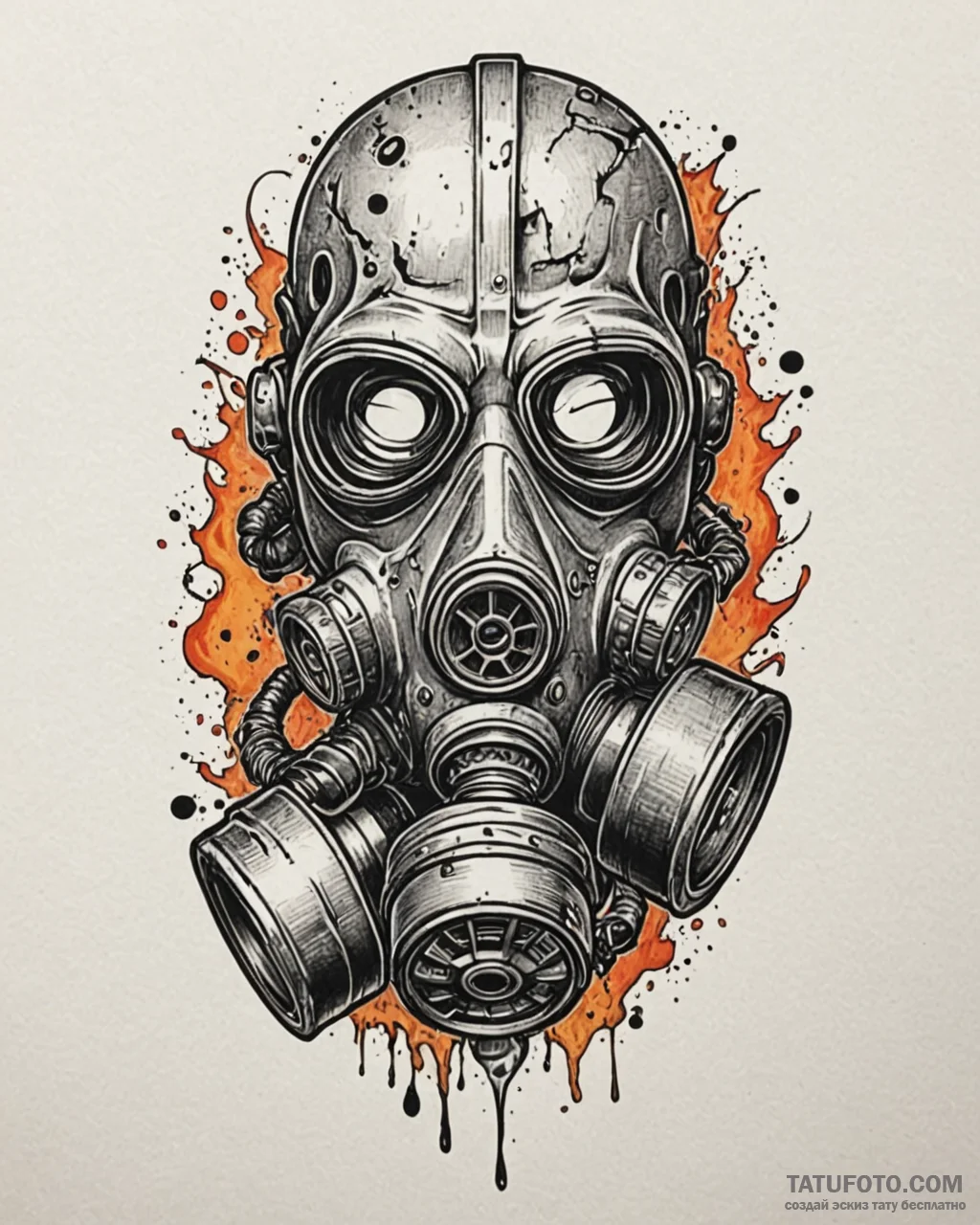 Tattoo sketch a post-apocalyptic gas mask wit... - эскиз тату (№1752896749_0, 19.07.2025 03:45) — Tatufoto.com