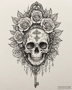 Tattoo design a stylized dungeon key with a u... - эскиз тату (№1752897578_0, 19.07.2025 03:59) — Tatufoto.com