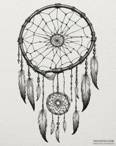 Tattoo sketch a dream catcher where the web c... - эскиз тату (№1752898074_0, 19.07.2025 04:07) — Tatufoto.com