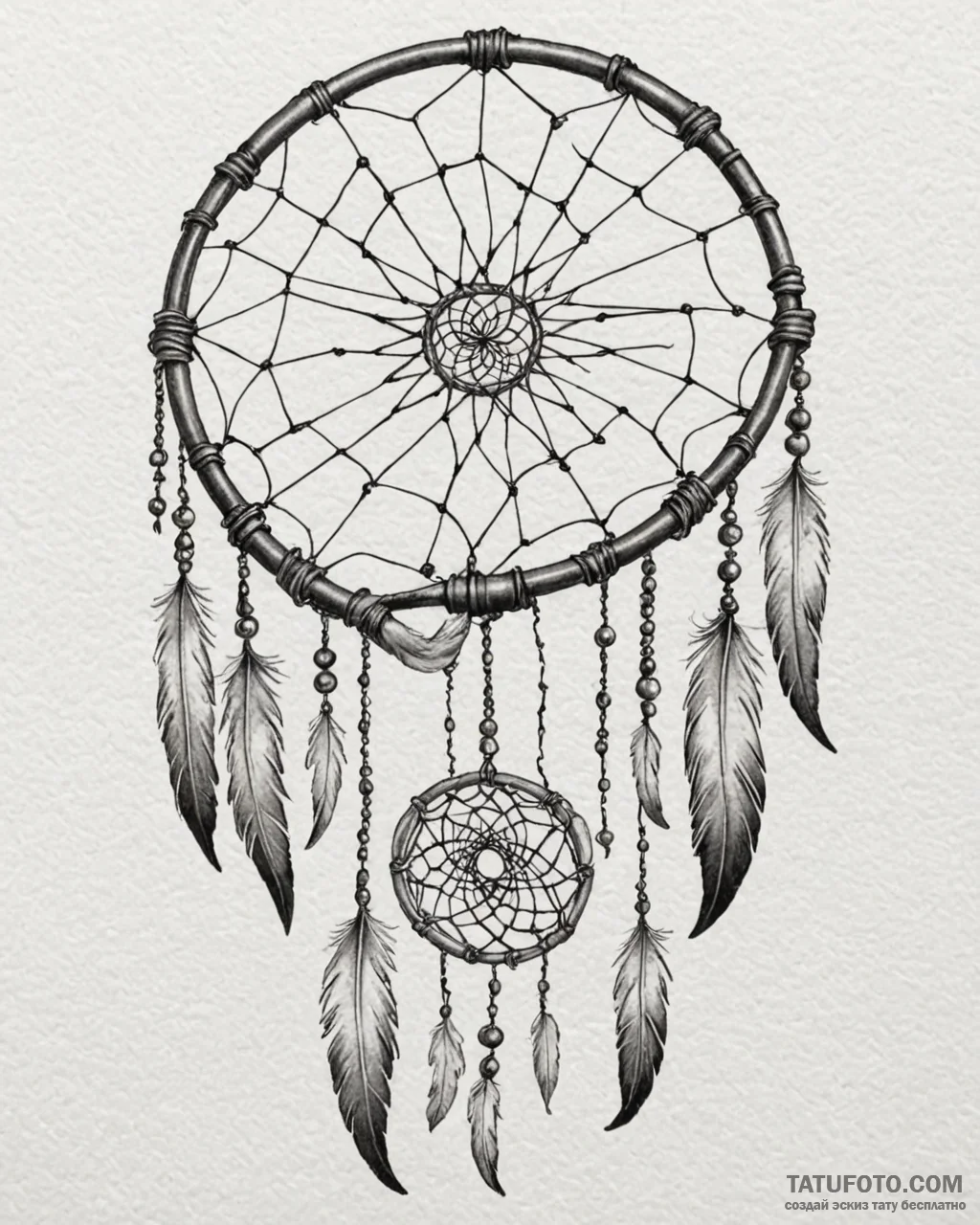Tattoo sketch a dream catcher where the web c... - эскиз тату (№1752898074_0, 19.07.2025 04:07) — Tatufoto.com
