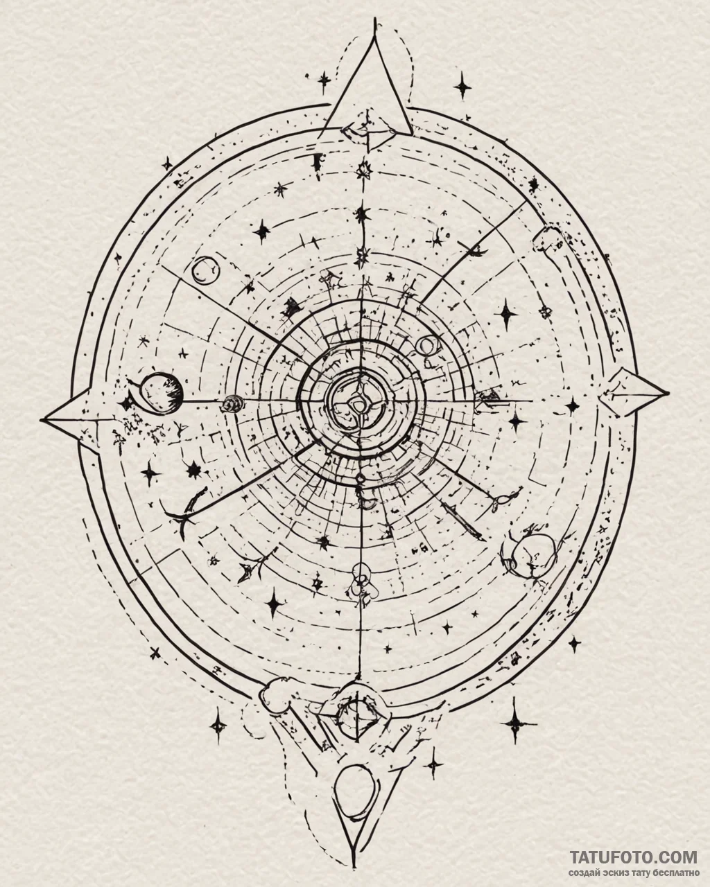 Tattoo design a celestial map with a path hig… — эскиз тату (№1752898323_0, 19.07.2025 04:12) — Tatufoto.com