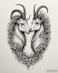Tattoo design a capricorn goat-fish, its two... - эскиз тату (№1752898738_0, 19.07.2025 04:18) — Tatufoto.com