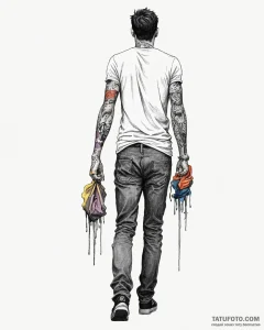 Tattoo design a silhouette of a man carrying... - эскиз тату (№1752899233_0, 19.07.2025 04:27) — Tatufoto.com