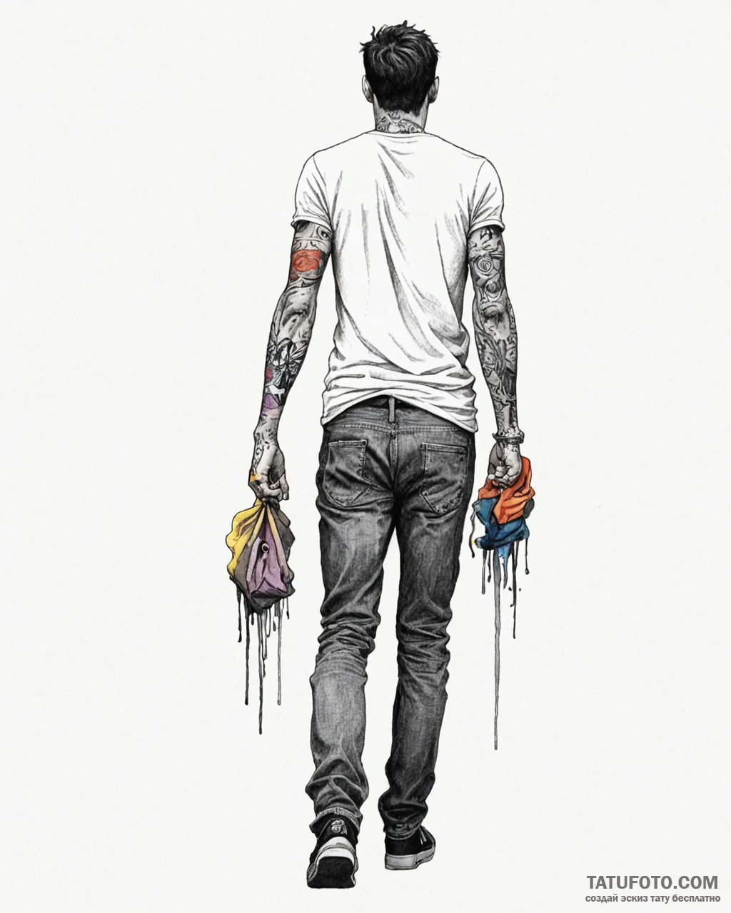Tattoo design a silhouette of a man carrying… — эскиз тату (№1752899233_0, 19.07.2025 04:27) — Tatufoto.com