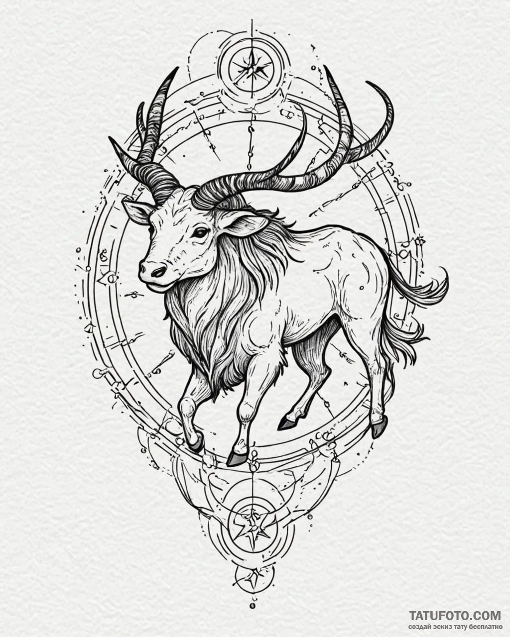 Tattoo design a zodiac animal partially rende... - эскиз тату (№1752899482_0, 19.07.2025 04:31) — Tatufoto.com