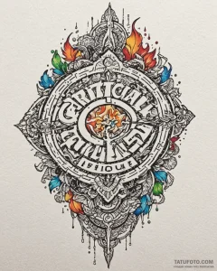 Tattoo sketch a glowing "critical hit" text e... - эскиз тату (№1752900225_0, 19.07.2025 04:43) — Tatufoto.com