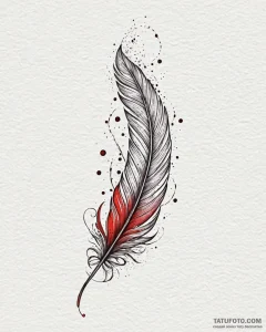 Tattoo design a single, flowing feather with... - эскиз тату (№1752900309_0, 19.07.2025 04:45) — Tatufoto.com