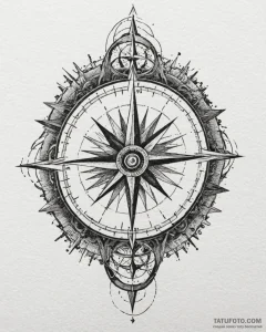 Tattoo sketch a classic 'compass rose' for gu... - эскиз тату (№1752900640_0, 19.07.2025 04:50) — Tatufoto.com