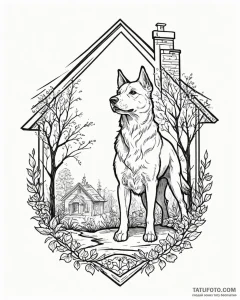 Tattoo design a loyal dog's silhouette guardi... - эскиз тату (№1752900805_0, 19.07.2025 04:53) — Tatufoto.com