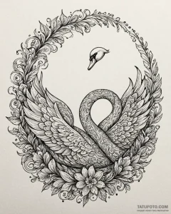 Swan, artistic tattoo sketch, on a clean whit... - эскиз тату (№1752900888_0, 19.07.2025 04:54) — Tatufoto.com