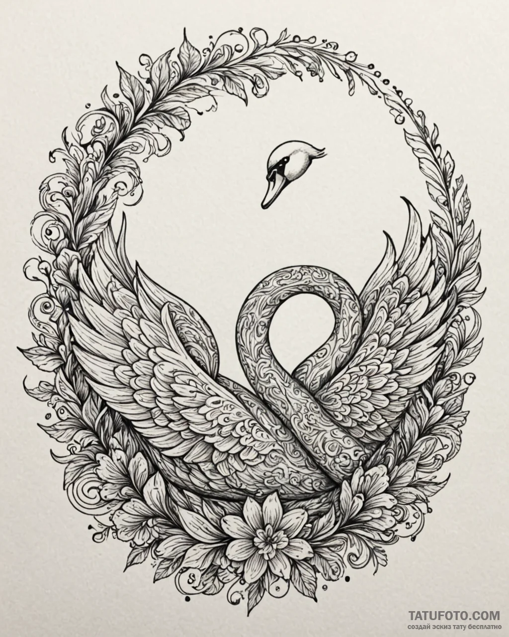 Swan, artistic tattoo sketch, on a clean whit… — эскиз тату (№1752900888_0, 19.07.2025 04:54) — Tatufoto.com