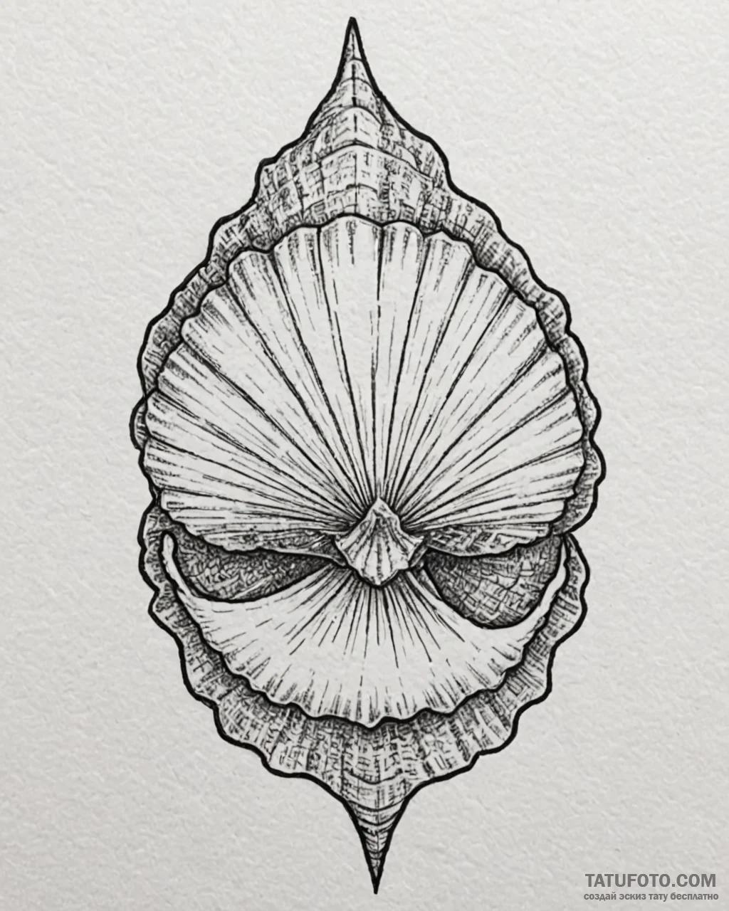Tattoo sketch a highly detailed small seashel... - эскиз тату (№1752901219_0, 19.07.2025 05:00) — Tatufoto.com