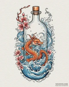 Tattoo sketch a glowing health potion bottle... - эскиз тату (№1752901551_0, 19.07.2025 05:05) — Tatufoto.com
