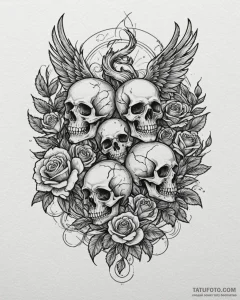 Phoenix, tattoo line art, chicano tattoo styl... - эскиз тату (№1752901881_0, 19.07.2025 05:11) — Tatufoto.com
