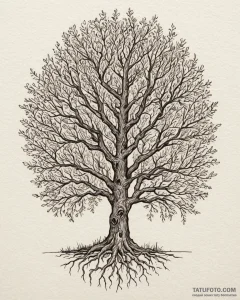 Tattoo design a forest of varied trees, each... - эскиз тату (№1752901964_0, 19.07.2025 05:12) — Tatufoto.com