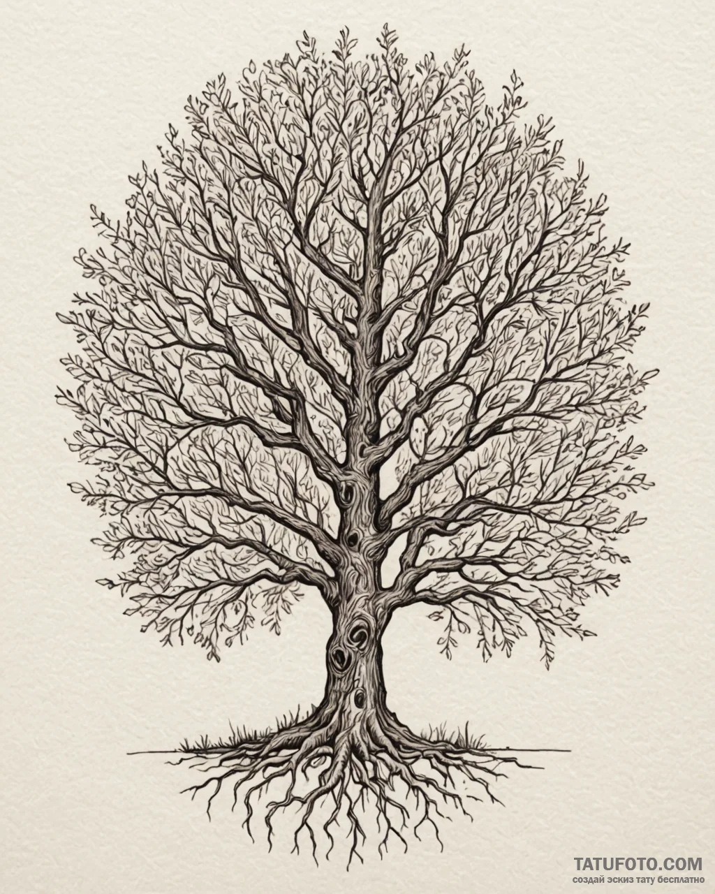 Tattoo design a forest of varied trees, each… — эскиз тату (№1752901964_0, 19.07.2025 05:12) — Tatufoto.com