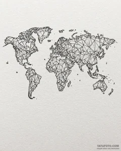 World map, tattoo line art, on a clean white... - эскиз тату (№1752902212_0, 19.07.2025 05:16) — Tatufoto.com