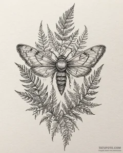 A linework tattoo of ellie's moth and fern ta... - эскиз тату (№1752902294_0, 19.07.2025 05:18) — Tatufoto.com
