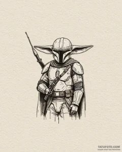 Linework tattoo design of the mandalorian (di... - эскиз тату (№1752902873_0, 19.07.2025 05:27) — Tatufoto.com