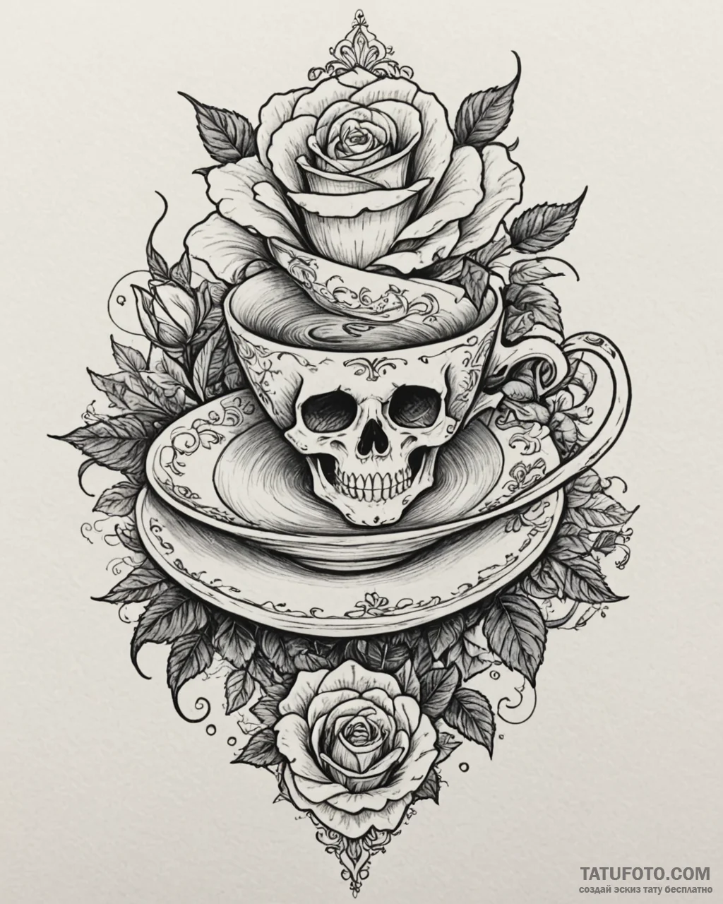 A graphic novel panel of the «teacup» scene f… — эскиз тату (№1752903779_0, 19.07.2025 05:42) — Tatufoto.com