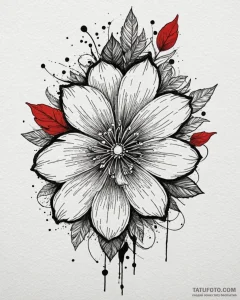Tattoo design a flower blooming through a see... - эскиз тату (№1752904028_0, 19.07.2025 05:47) — Tatufoto.com