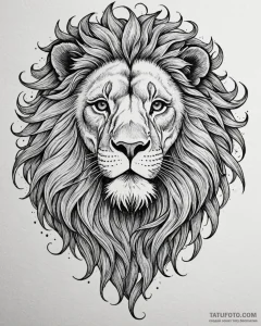Tattoo sketch a leo lion, its mane depicted w... - эскиз тату (№1752904359_0, 19.07.2025 05:52) — Tatufoto.com