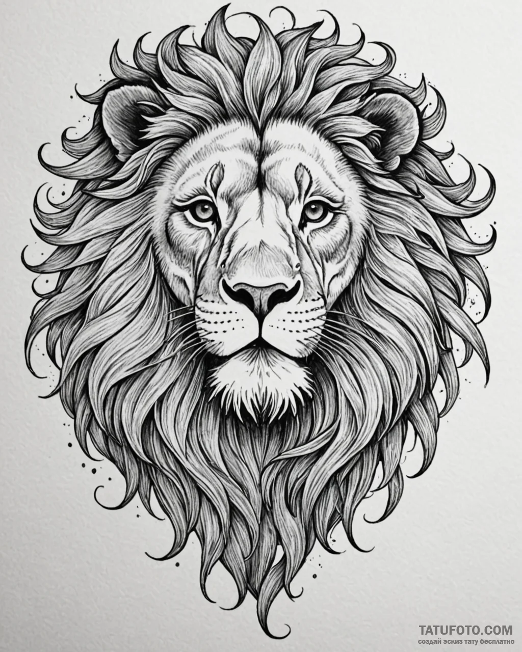 Tattoo sketch a leo lion, its mane depicted w... - эскиз тату (№1752904359_0, 19.07.2025 05:52) — Tatufoto.com