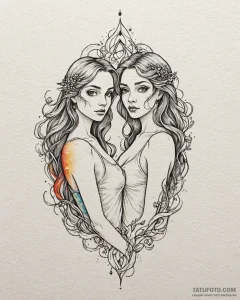 Tattoo sketch gemini twins, one fading into a... - эскиз тату (№1752904606_0, 19.07.2025 05:56) — Tatufoto.com