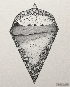 A close-up of a piece of sea glass, worn smoo... - эскиз тату (№1752904939_0, 19.07.2025 06:02) — Tatufoto.com