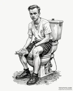 A watercolor tattoo of the worst toilet in sc... - эскиз тату (№1752905021_0, 19.07.2025 06:03) — Tatufoto.com