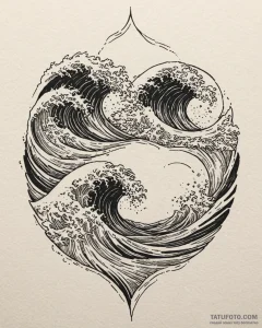 Tattoo sketch a wave that splits into two, on... - эскиз тату (№1752905515_0, 19.07.2025 06:11) — Tatufoto.com