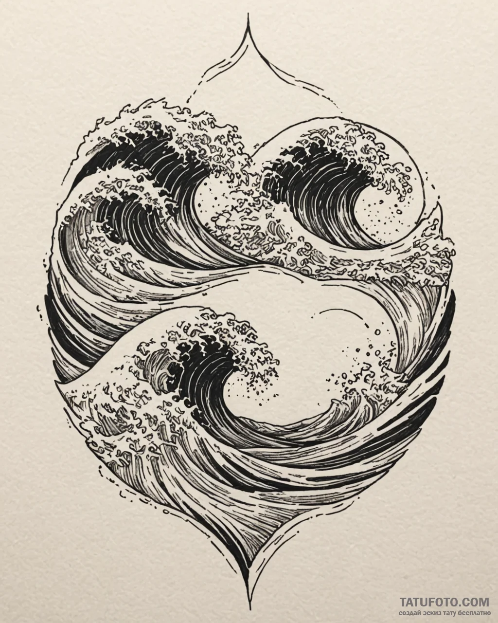 Tattoo sketch a wave that splits into two, on… — эскиз тату (№1752905515_0, 19.07.2025 06:11) — Tatufoto.com