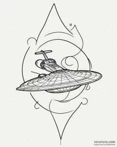 A linework tattoo of the starship enterprise,... - эскиз тату (№1752905764_0, 19.07.2025 06:16) — Tatufoto.com