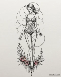 Tattoo sketch: a scene of marzanna standing o... - эскиз тату (№1752906012_0, 19.07.2025 06:20) — Tatufoto.com