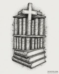 Tattoo design an ancient library filled with... - эскиз тату (№1752906095_0, 19.07.2025 06:21) — Tatufoto.com