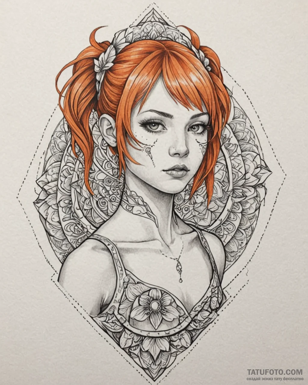 131. neo-traditional portrait of leeloo with... - эскиз тату (№1752906178_0, 19.07.2025 06:22) — Tatufoto.com