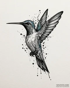 Hummingbird, concept art for tattoo, blackwor... - эскиз тату (№1752906429_0, 19.07.2025 06:27) — Tatufoto.com