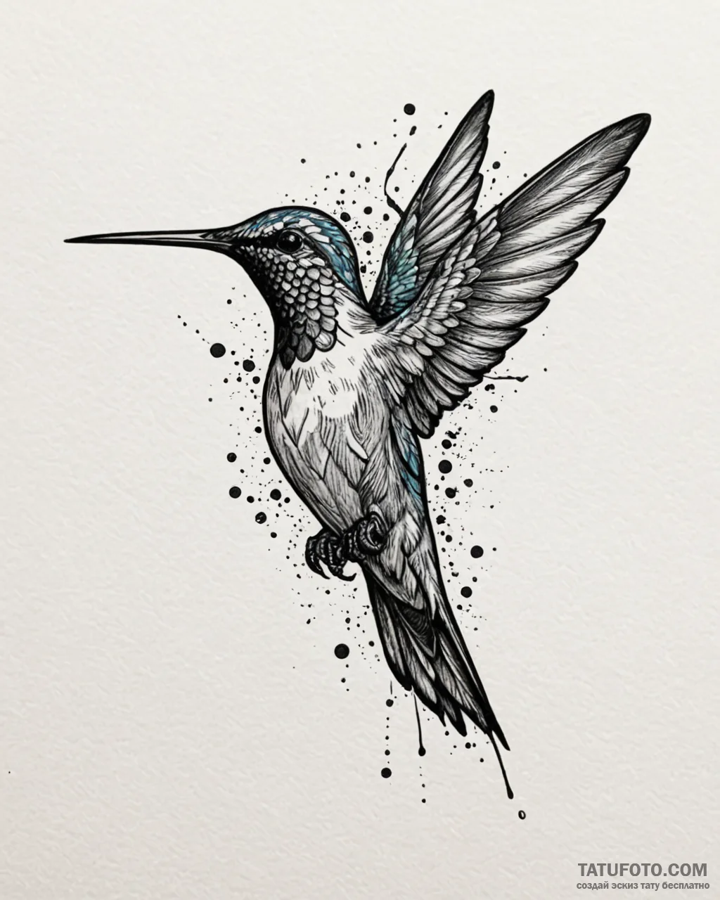 Hummingbird, concept art for tattoo, blackwor… — эскиз тату (№1752906429_0, 19.07.2025 06:27) — Tatufoto.com