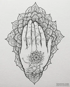 Tattoo design a hand gently holding a child's... - эскиз тату (№1752906593_0, 19.07.2025 06:29) — Tatufoto.com