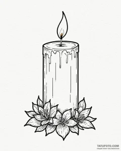 Tattoo sketch a single, elegant candle, flick... - эскиз тату (№1752906845_0, 19.07.2025 06:34) — Tatufoto.com