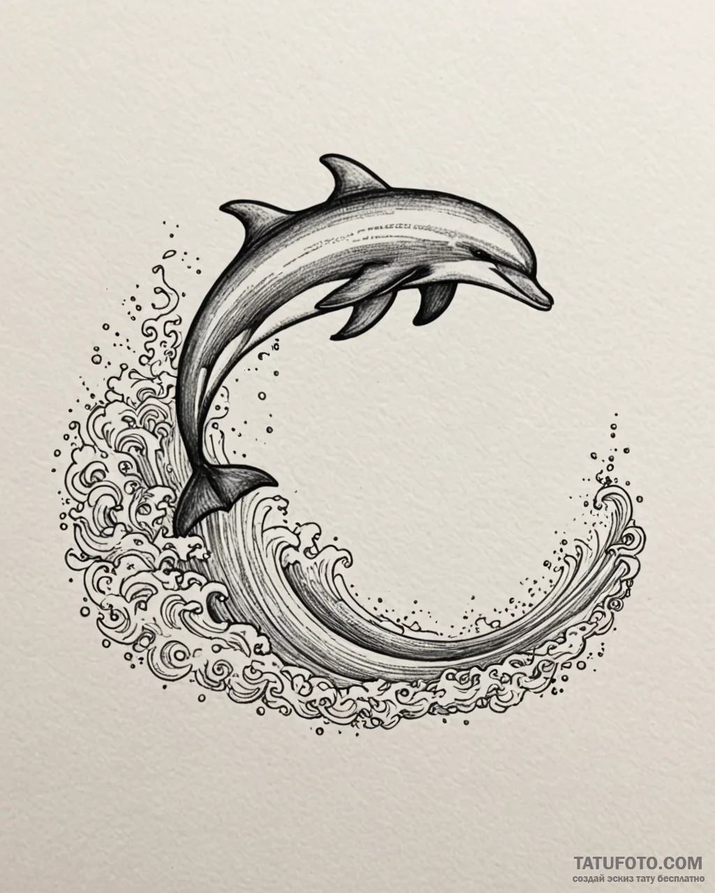 Tattoo design a graceful dolphin, leaping fro… — эскиз тату (№1752907257_0, 19.07.2025 06:40) — Tatufoto.com