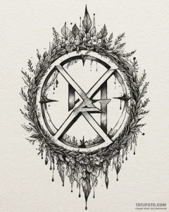 90. tattoo sketch: watercolor "treba" rune wi... - эскиз тату (№1752907339_0, 19.07.2025 06:42) — Tatufoto.com