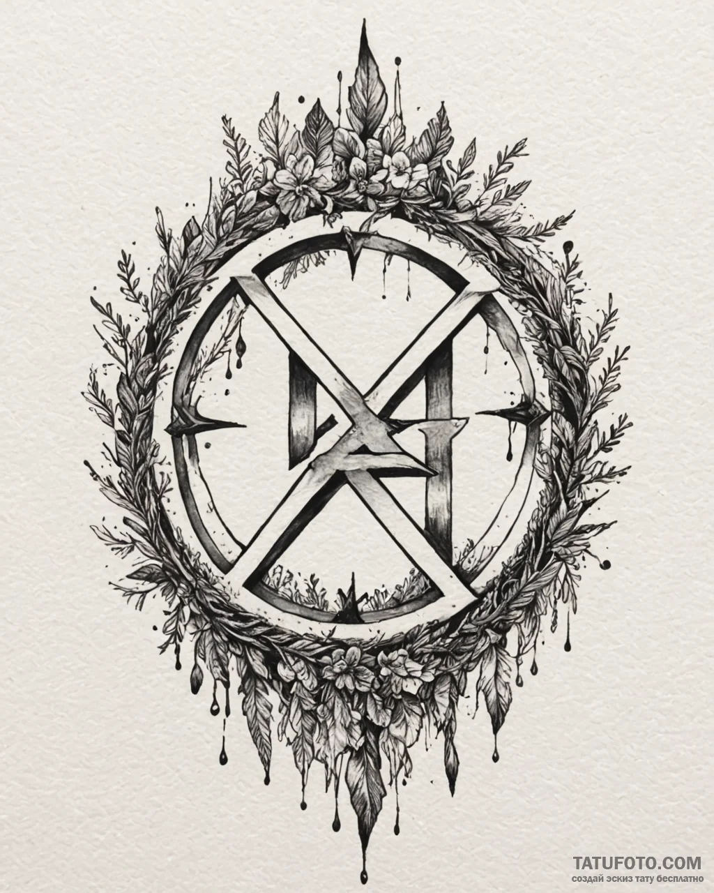 90. tattoo sketch: watercolor «treba» rune wi… — эскиз тату (№1752907339_0, 19.07.2025 06:42) — Tatufoto.com