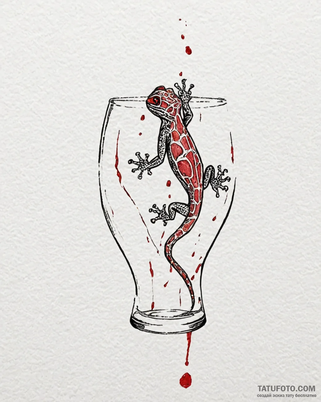 A close-up of a gecko's foot on a glass surfa... - эскиз тату (№1752907915_0, 19.07.2025 06:51) — Tatufoto.com