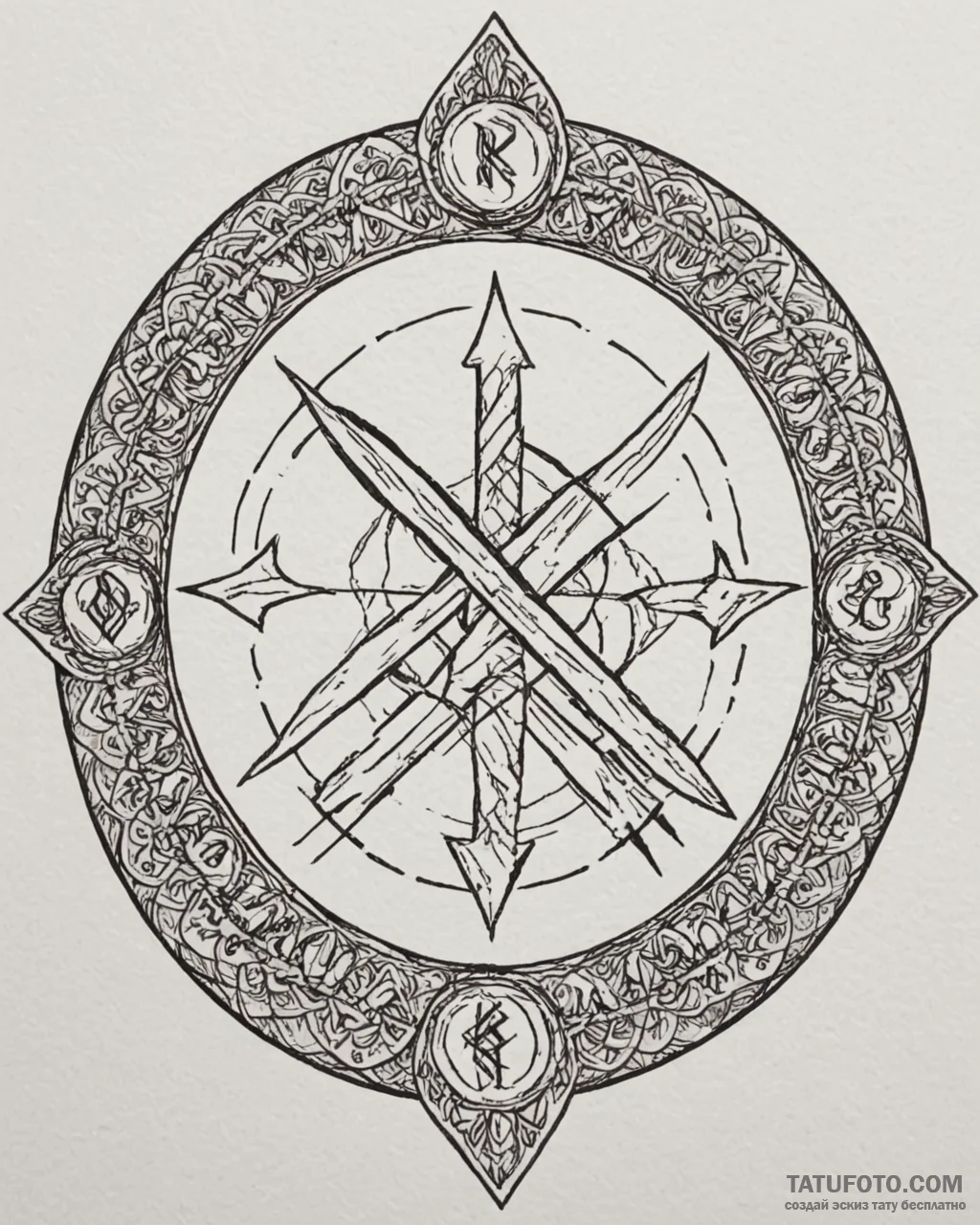 88. tattoo sketch: «treba» rune integrated in… — эскиз тату (№1752908247_0, 19.07.2025 06:57) — Tatufoto.com