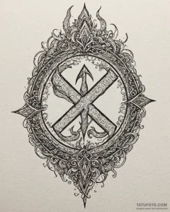 62. tattoo design: a "chernobog" rune with su... - эскиз тату (№1752908495_0, 19.07.2025 07:01) — Tatufoto.com