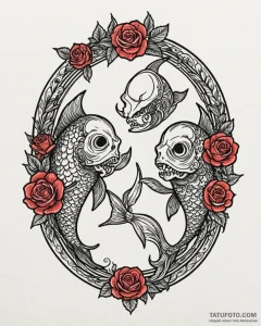 Tattoo design pisces's glyph, like two fish s... - эскиз тату (№1752908991_0, 19.07.2025 07:09) — Tatufoto.com